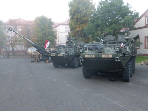 Soldiers and vehicles of 2nd Cavalry Regiment visiting Slovak MoD during Dragoon Crossinf. Credit: Andrej Matisak